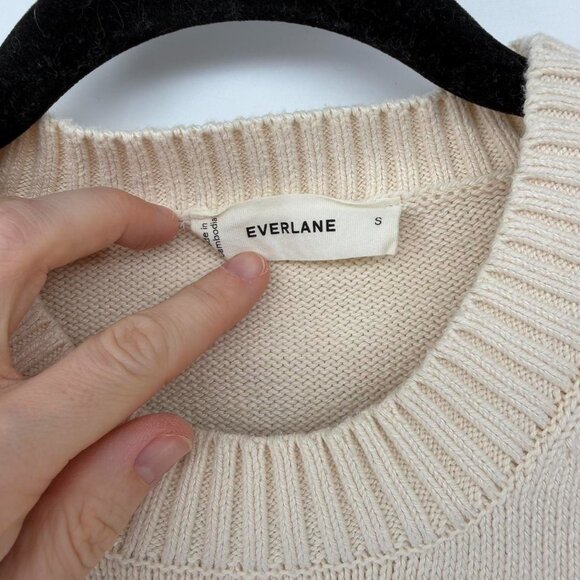 Everlane Soft Cream Crew Neck Sweater Size S - Picture 3 of 6